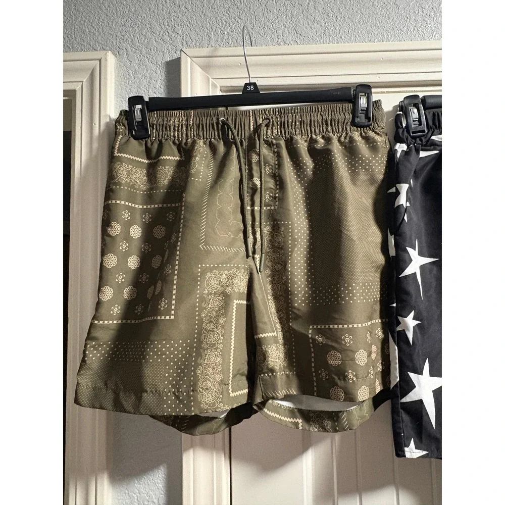 Unbranded Swim Trunks Bundle Mens Small Olive Bandana Black Star Excellent NY